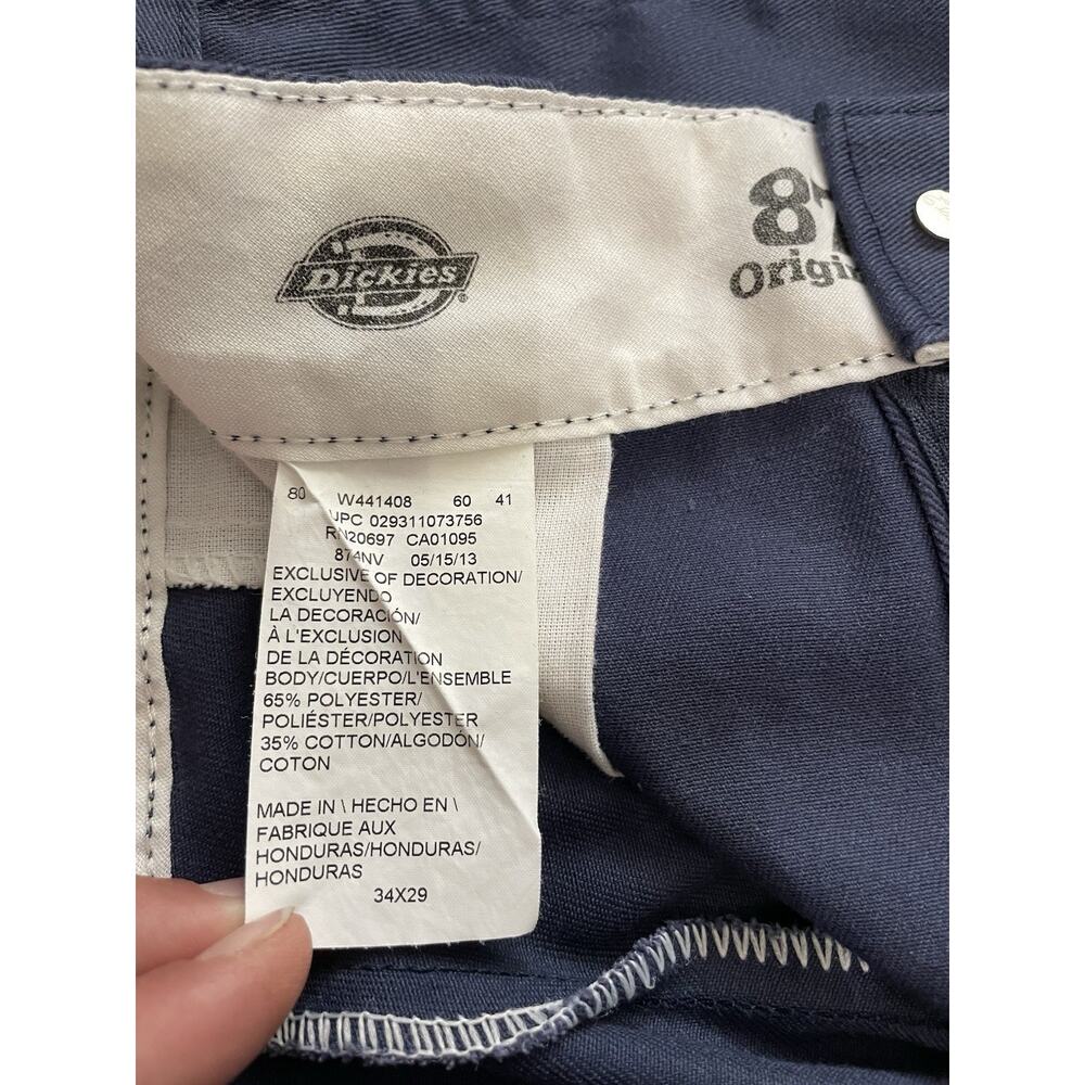 Dickies 874 Original Fit Work Pants Mens 34x29 Navy Blue Flat Front Chino 874NV - Picture 10 of 14